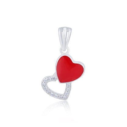 Red Starlight Dual Heart Rhodium Plated Pendants