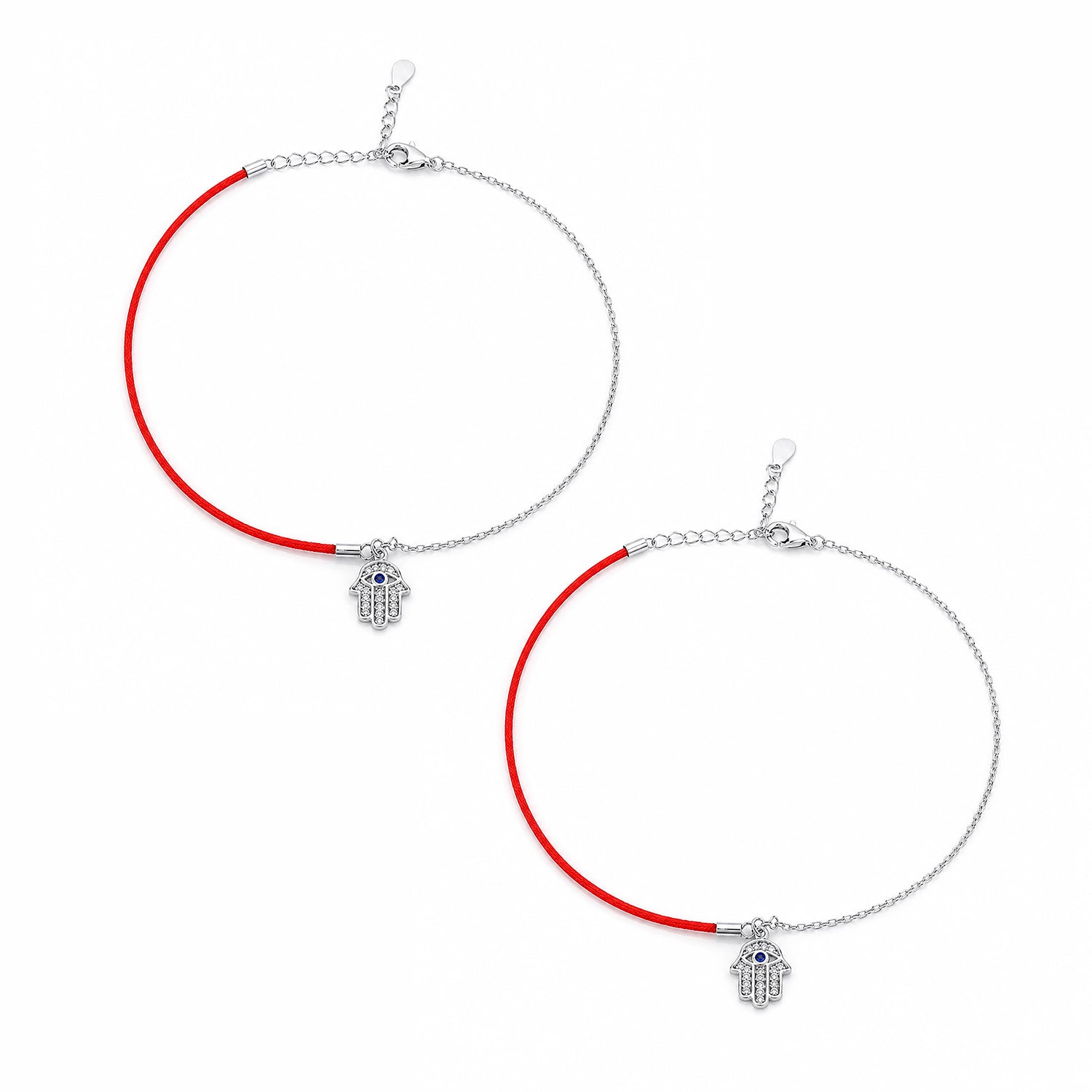 Red String Silver Anklets