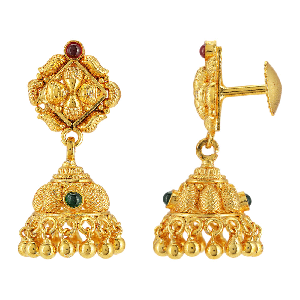 Redefined Diamond Shaped 925 Gold Plated Jhumka