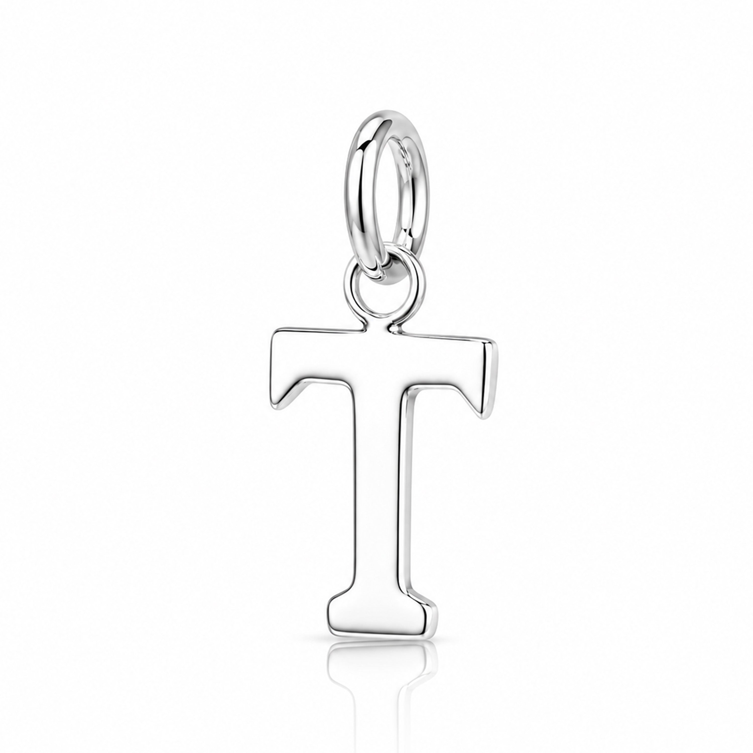 Refined Letter T 925 Sterling Silver Charm Pendant