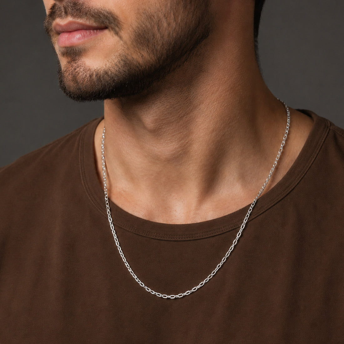 Refined Oval Loop 925 Sterling Silver Chain