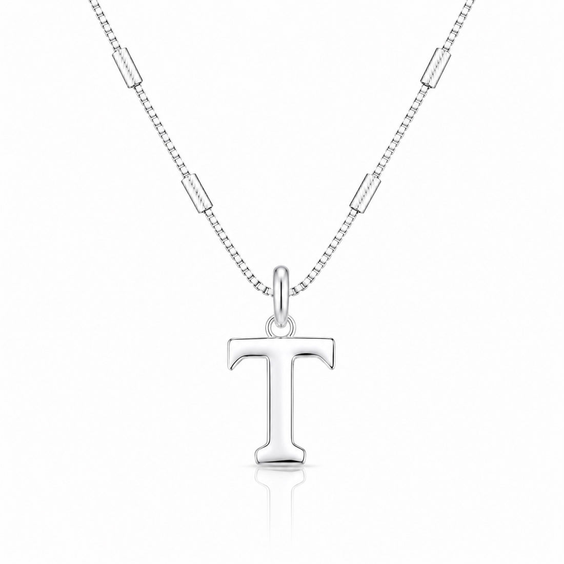 Refined Letter T 925 Sterling Silver Charm Pendant