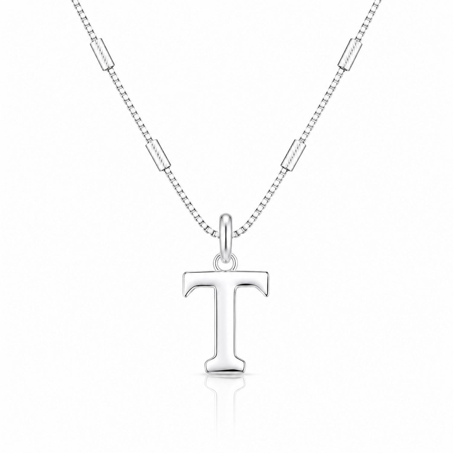 Refined Letter T 925 Sterling Silver Charm Pendant