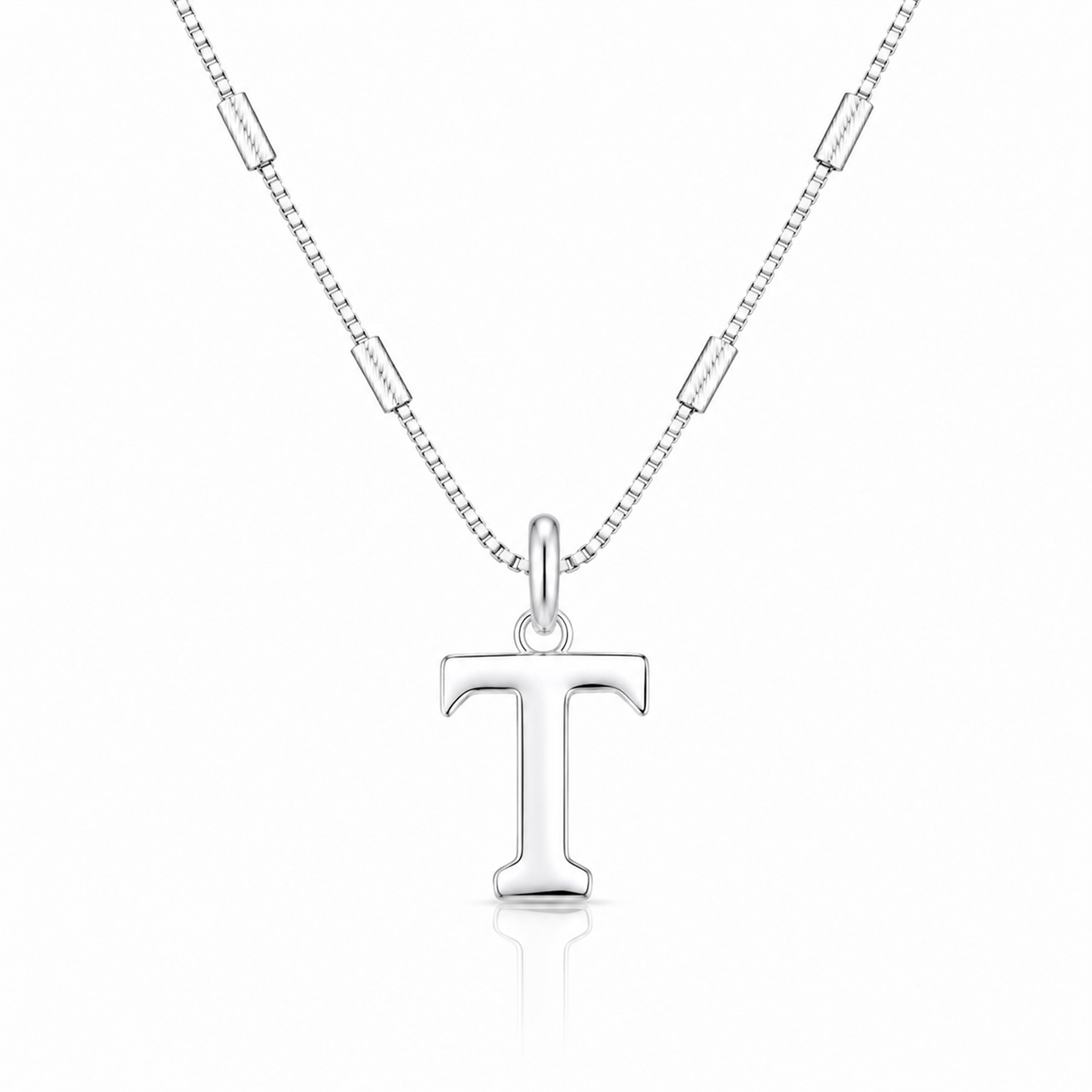 Refined Letter T 925 Sterling Silver Charm Pendant