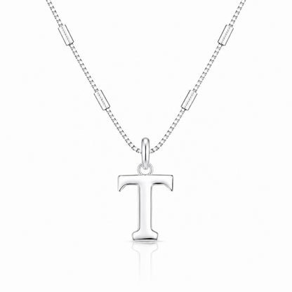 Refined Letter T 925 Sterling Silver Charm Pendant