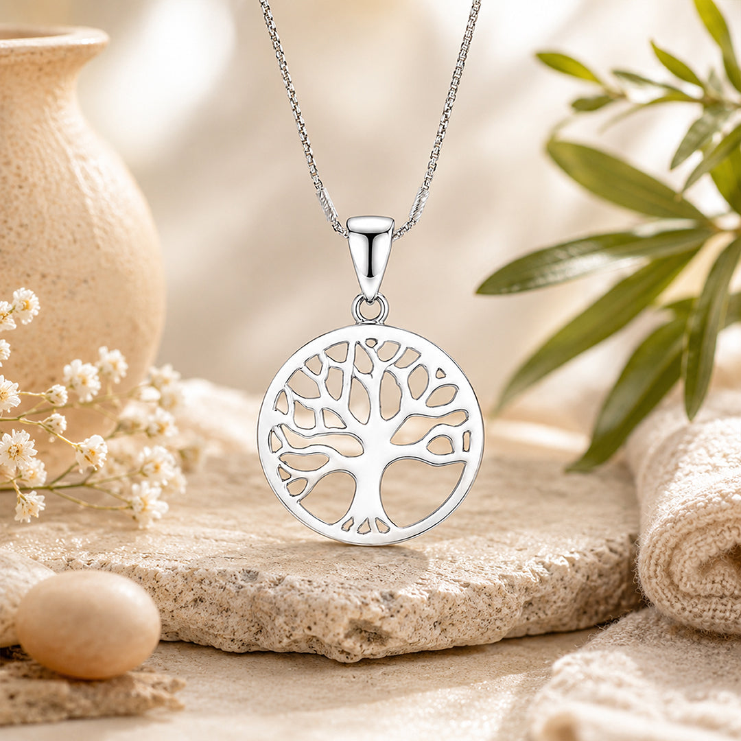 Refined Nature Circle Tree 925 Sterling Silver Pendant for women