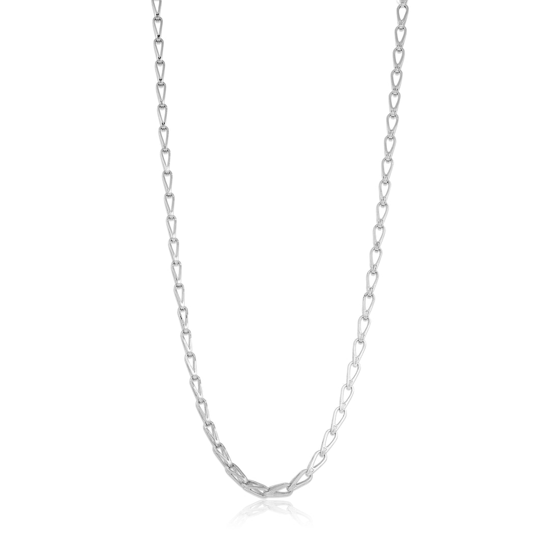Silver chain necklace on a white background