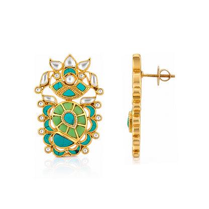 Regal Aqua Blossom 925 Sterling Silver Statement Earrings