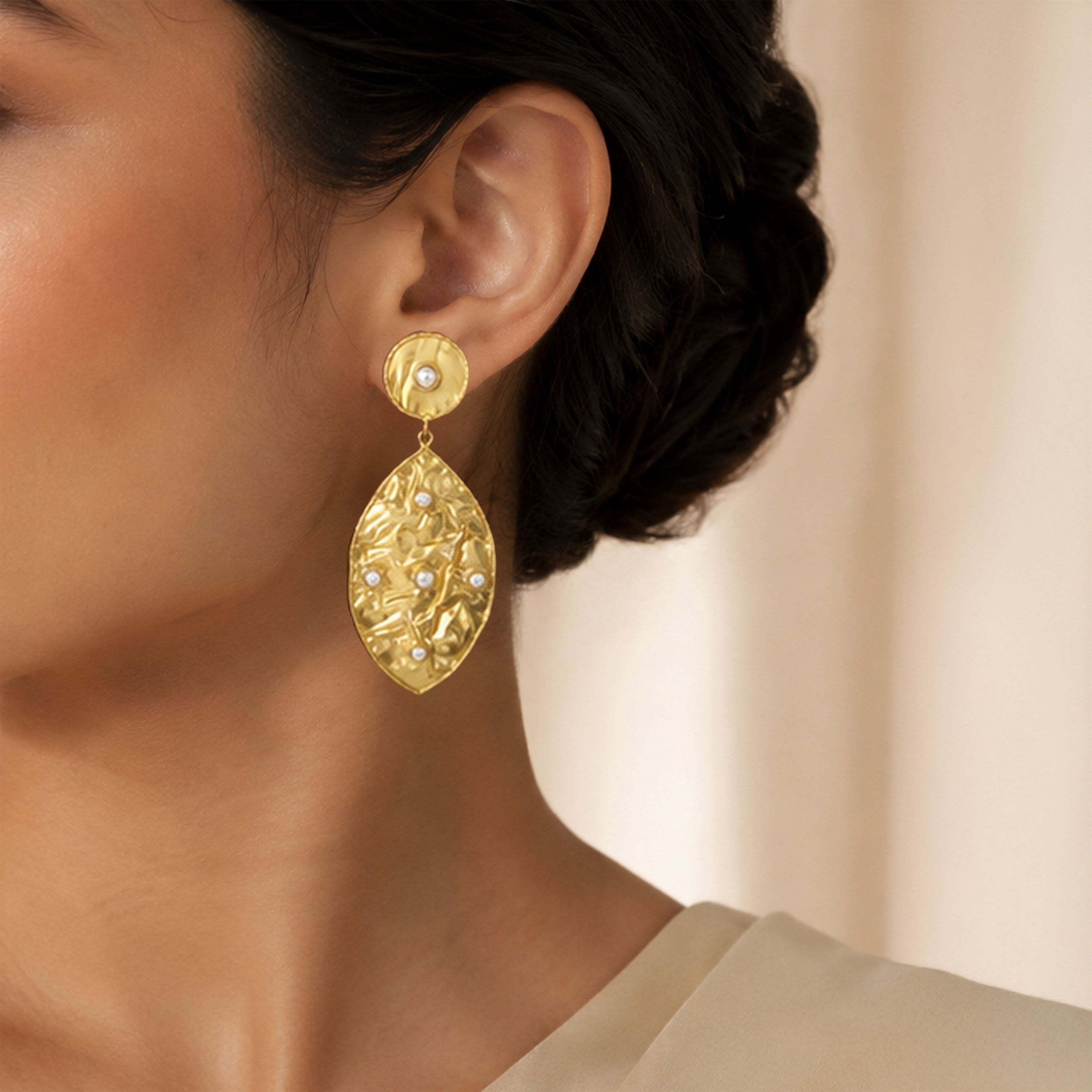 Regal Golden Petal 925 Sterling Silver Earrings