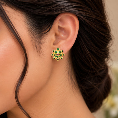 Regal Green Stone 925 Sterling Silver Stud for wome
