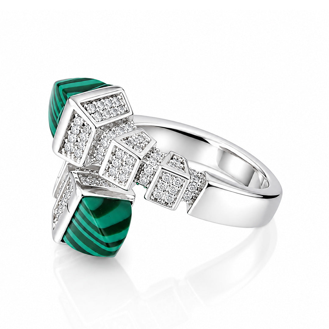 Regal Malachite Accent 925 Sterling Silver Ring