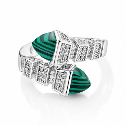 Regal Malachite Accent 925 Sterling Silver Ring