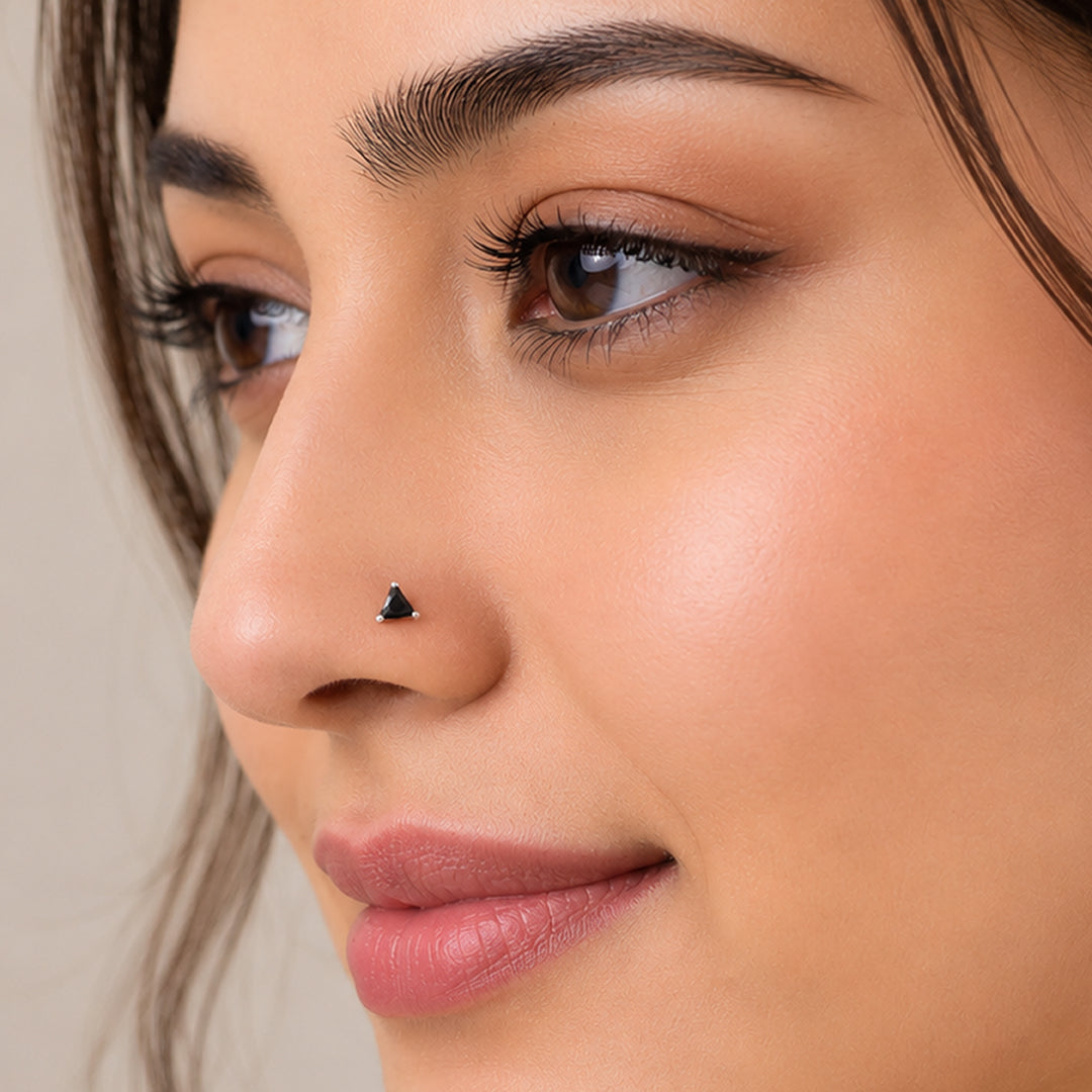 Regal Onyx Radiance 925 Sterling Silver Signature Nose Pin