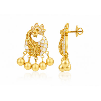 Regal Peacock 925 Sterling Silver Temple Drop Earrings