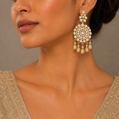 Regal Pearl Mandala 925 Sterling Silver Statement Earrings