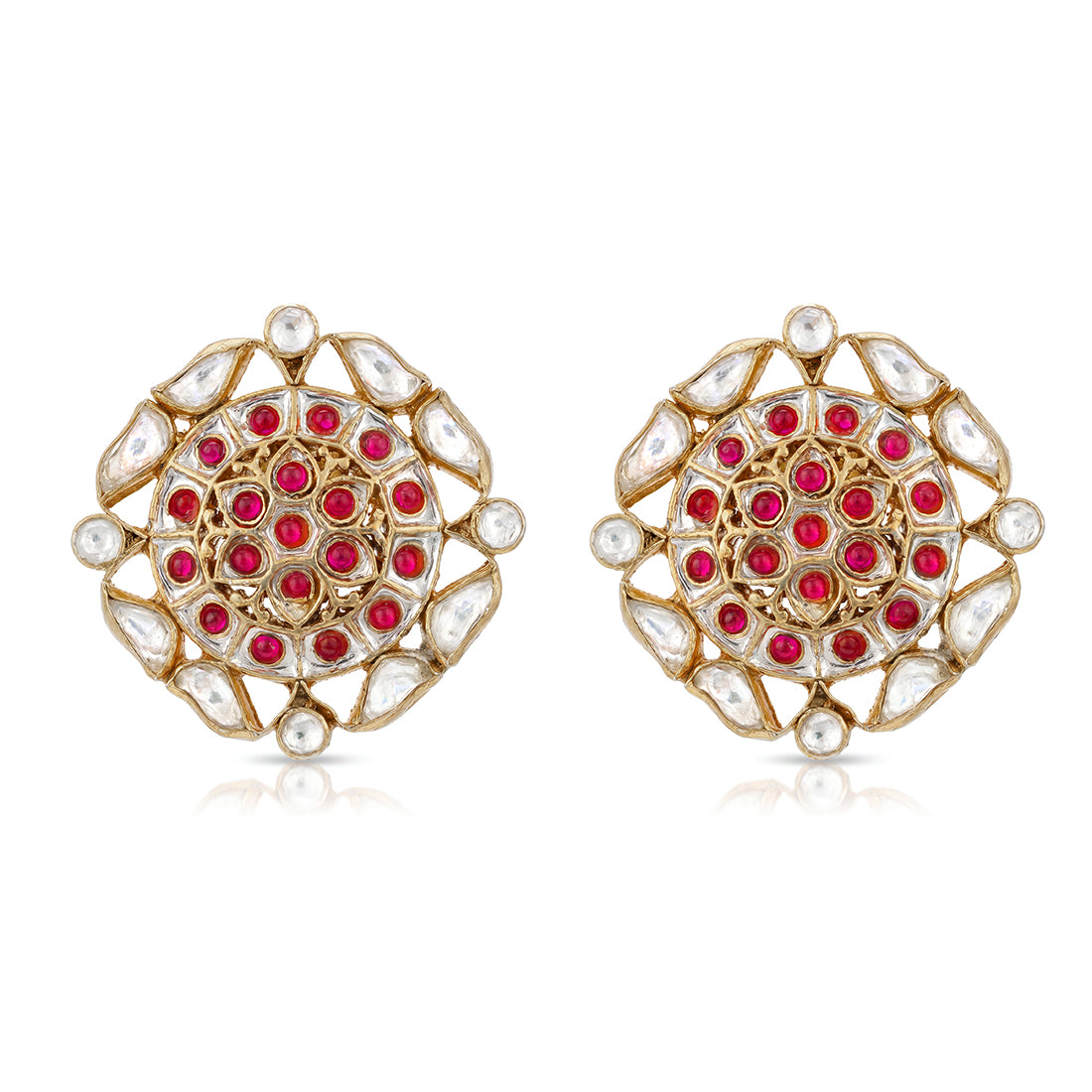 Regal Polki Chakra 925 Sterling Silver Statement Earrings