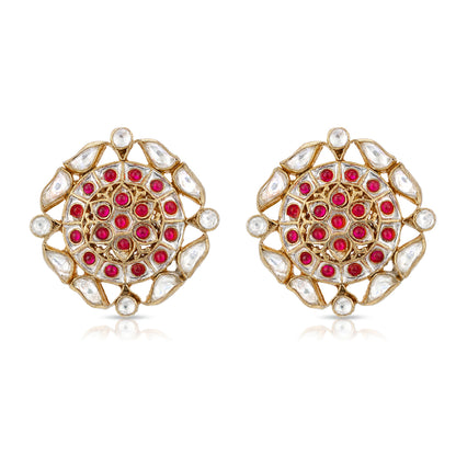 Regal Polki Chakra 925 Sterling Silver Statement Earrings