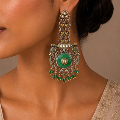 Regal Parrot 925 Sterling Silver Chandbali Drop Earrings