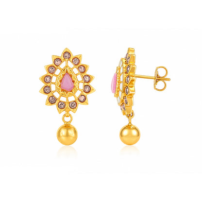 Regal Rose Petal 925 Sterling Silver Golden Drop Earrings
