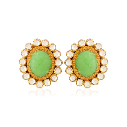 Regal Emerald Mother of Pearl 925 Sterling Silver Earrings