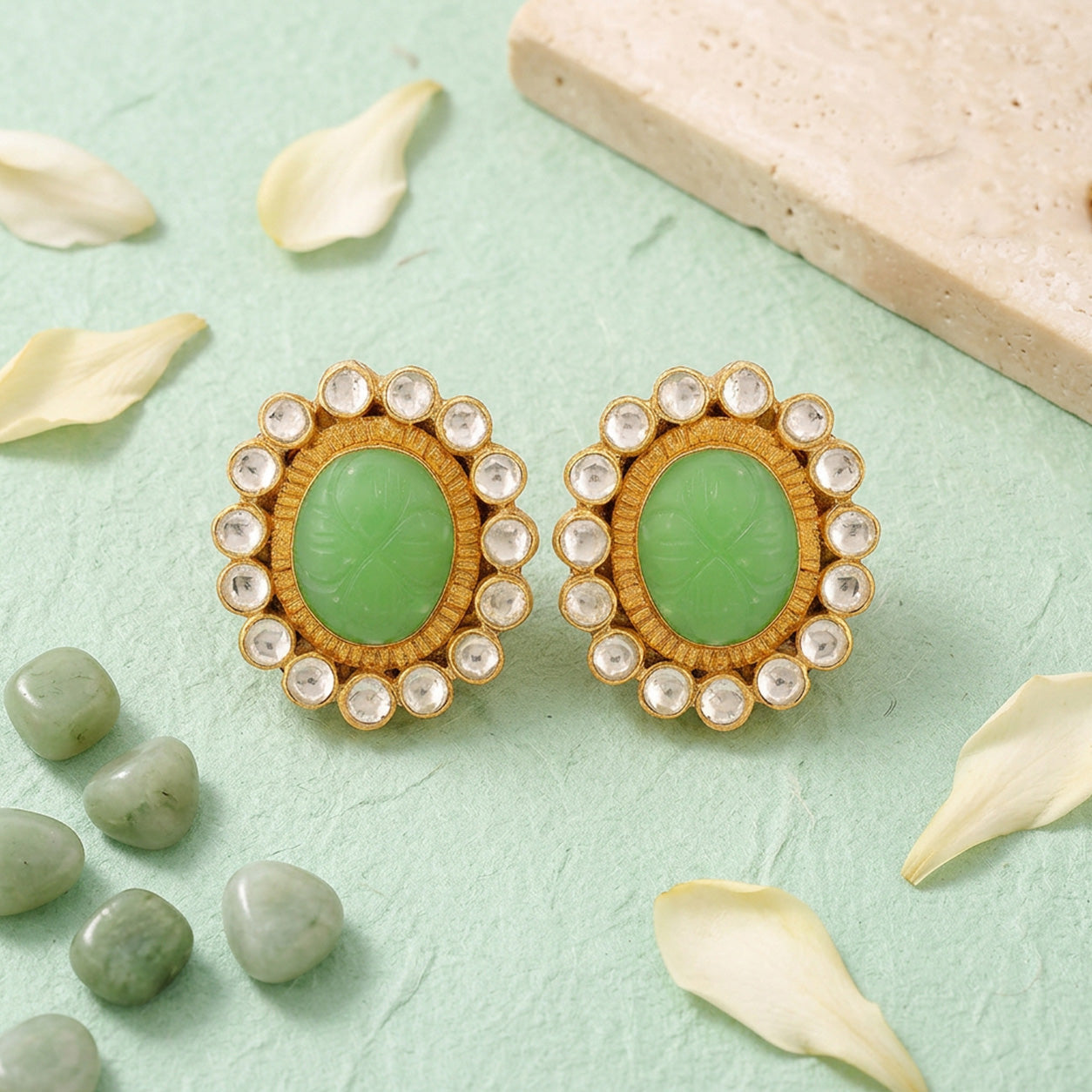 Regal Emerald Mother of Pearl 925 Sterling Silver Earrings