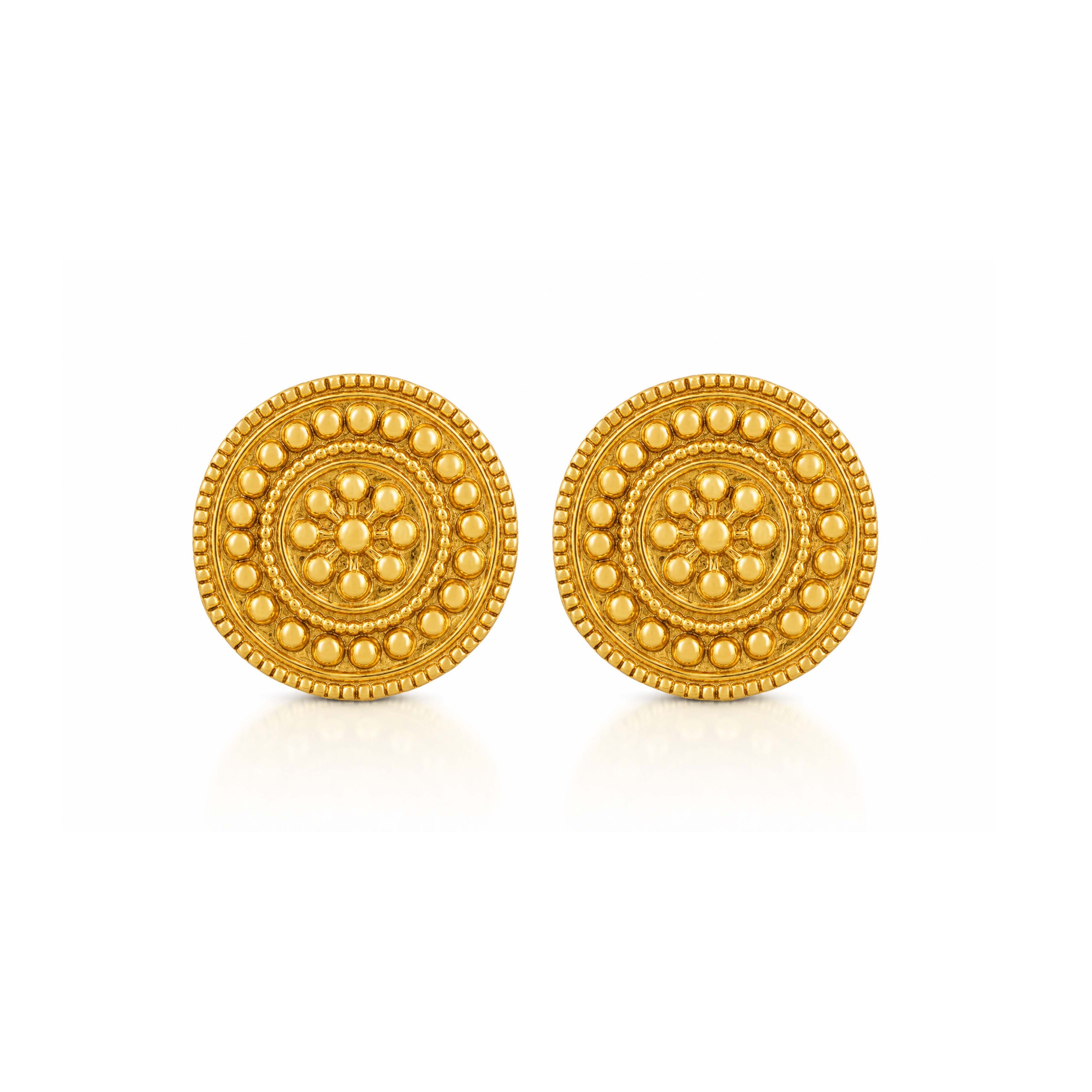 Regal Golden Blossom 925 Sterling Silver Statement Earrings