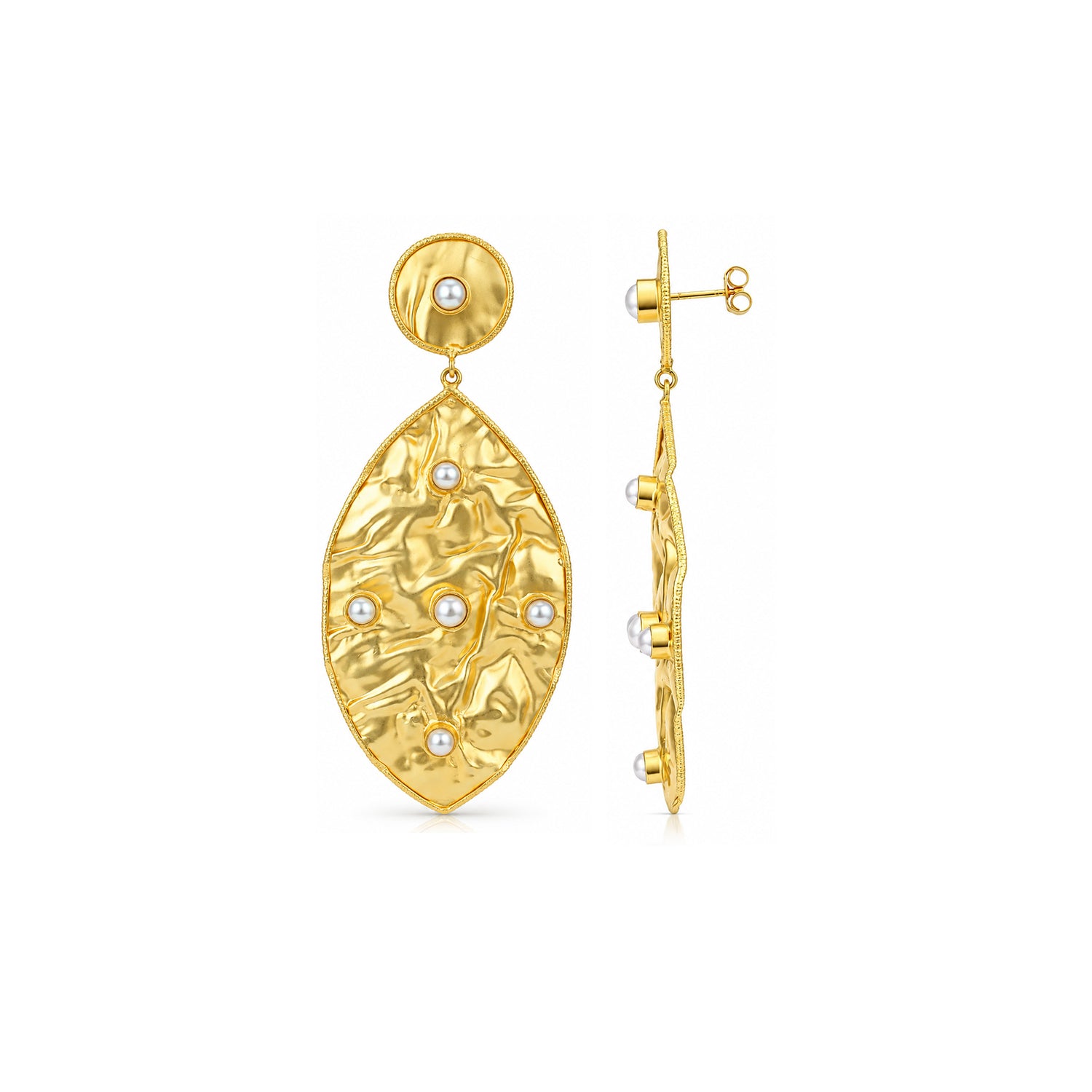 Regal Golden Petal 925 Sterling Silver Earrings
