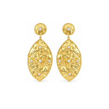 Regal Golden Petal 925 Sterling Silver Earrings
