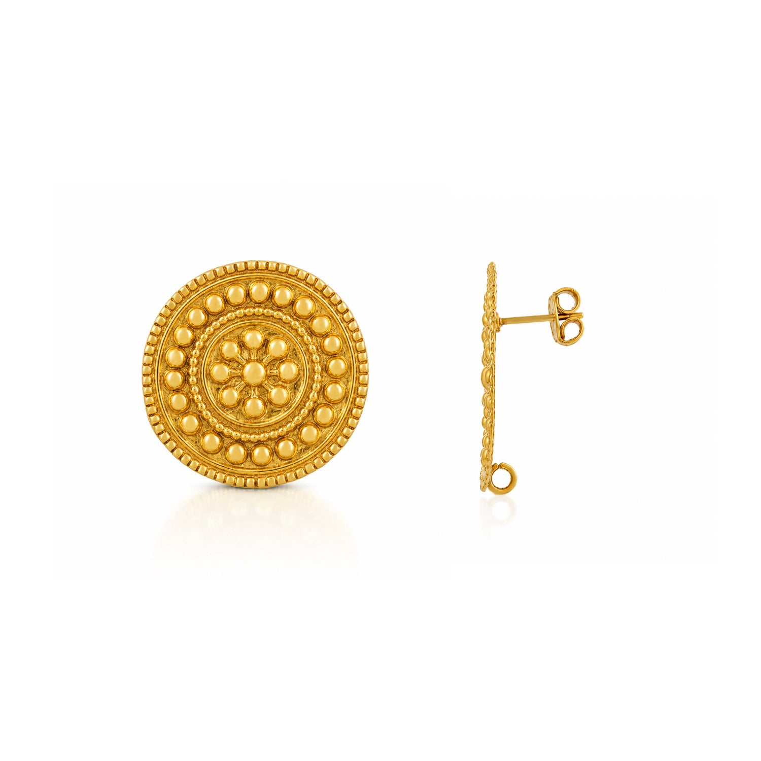 Regal Golden Blossom 925 Sterling Silver Statement Earrings
