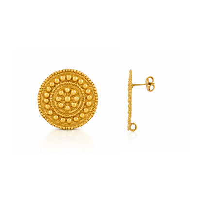 Regal Golden Blossom 925 Sterling Silver Statement Earrings