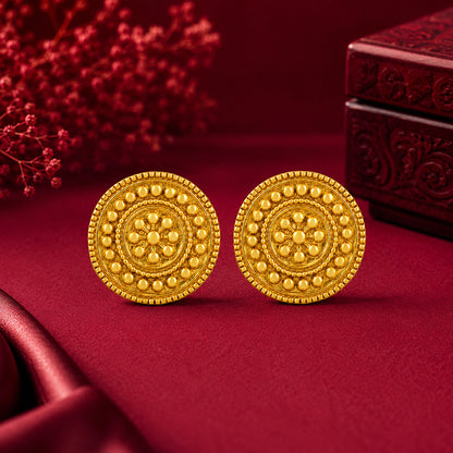 Regal Golden Blossom 925 Sterling Silver Statement Earrings