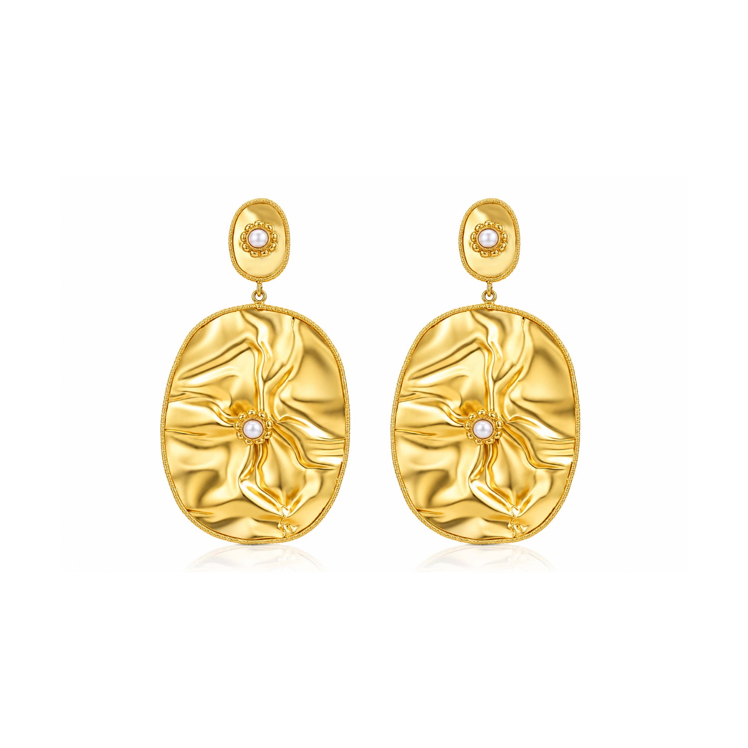 Regal Golden Oval 925 Sterling Silver Earrings
