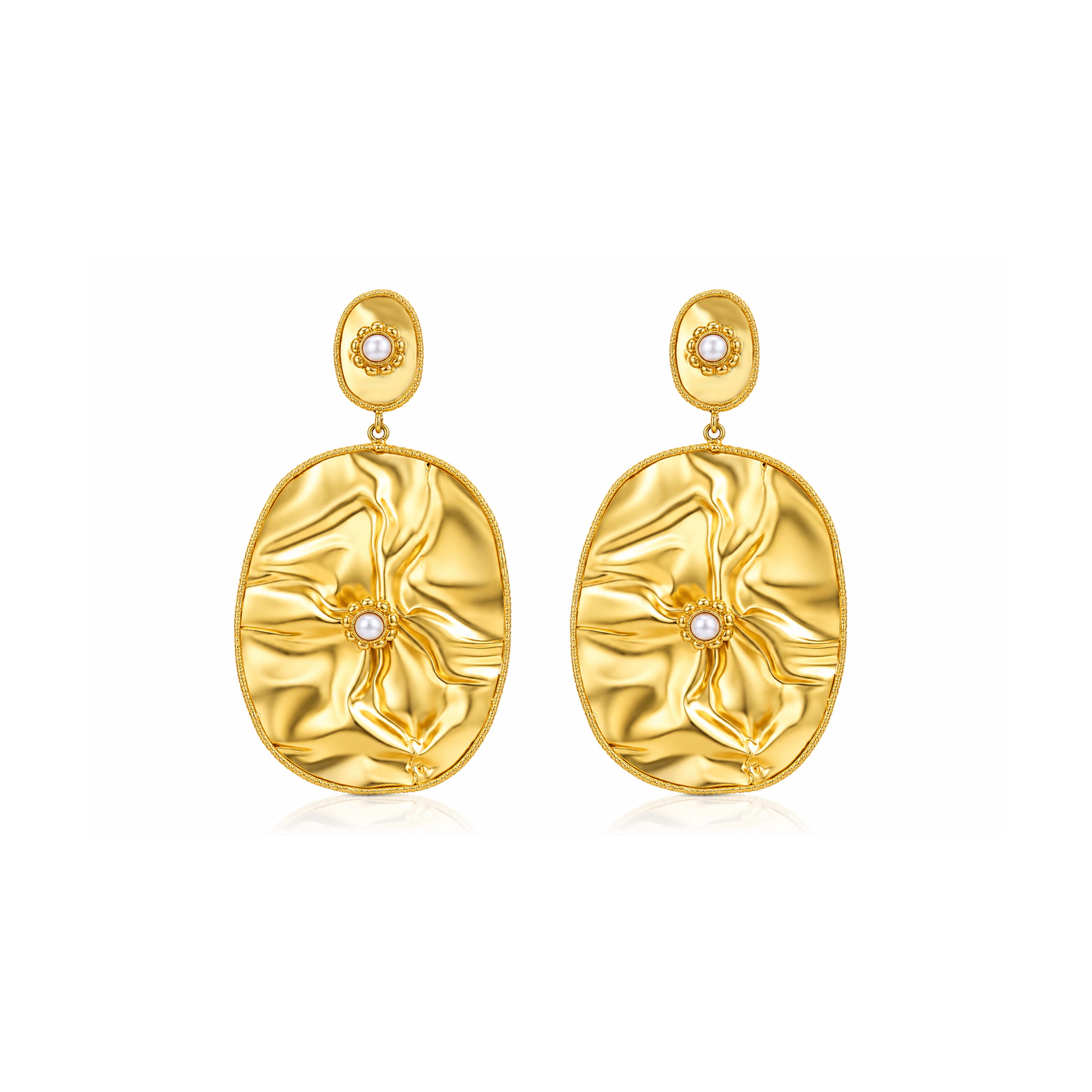 Regal Golden Oval 925 Sterling Silver Earrings