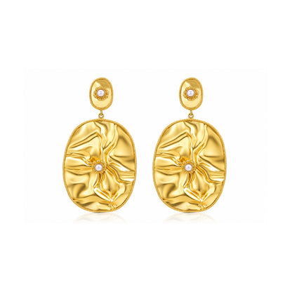 Regal Golden Oval 925 Sterling Silver Earrings