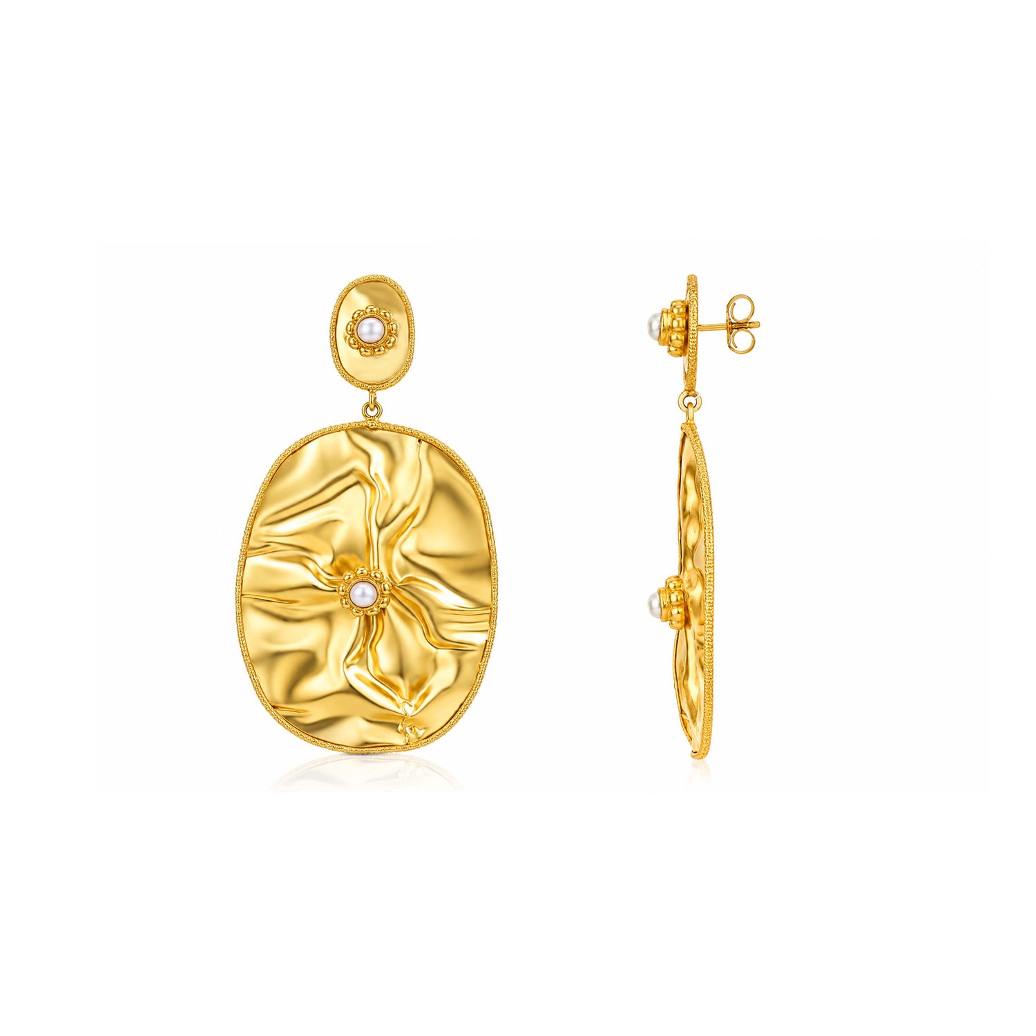 Regal Golden Oval 925 Sterling Silver Earrings