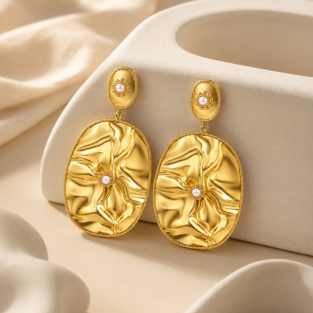 Regal Golden Oval 925 Sterling Silver Earrings