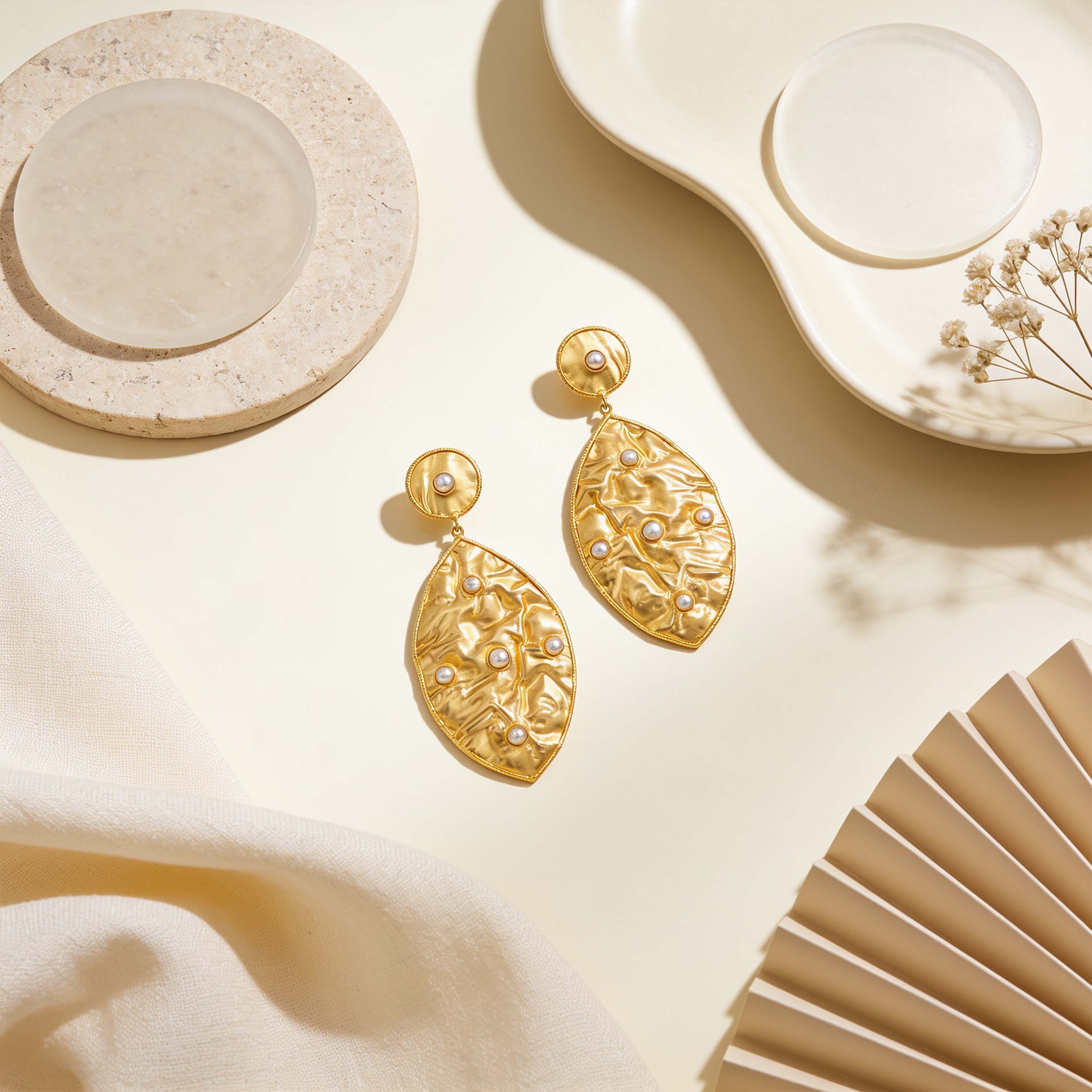 Regal Golden Petal 925 Sterling Silver Earrings
