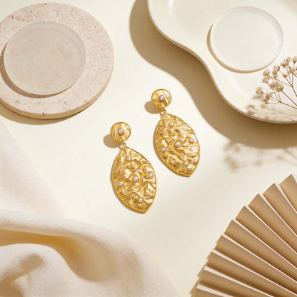 Regal Golden Petal 925 Sterling Silver Earrings