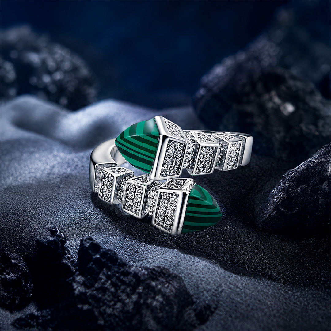 Regal Malachite Accent 925 Sterling Silver Ring