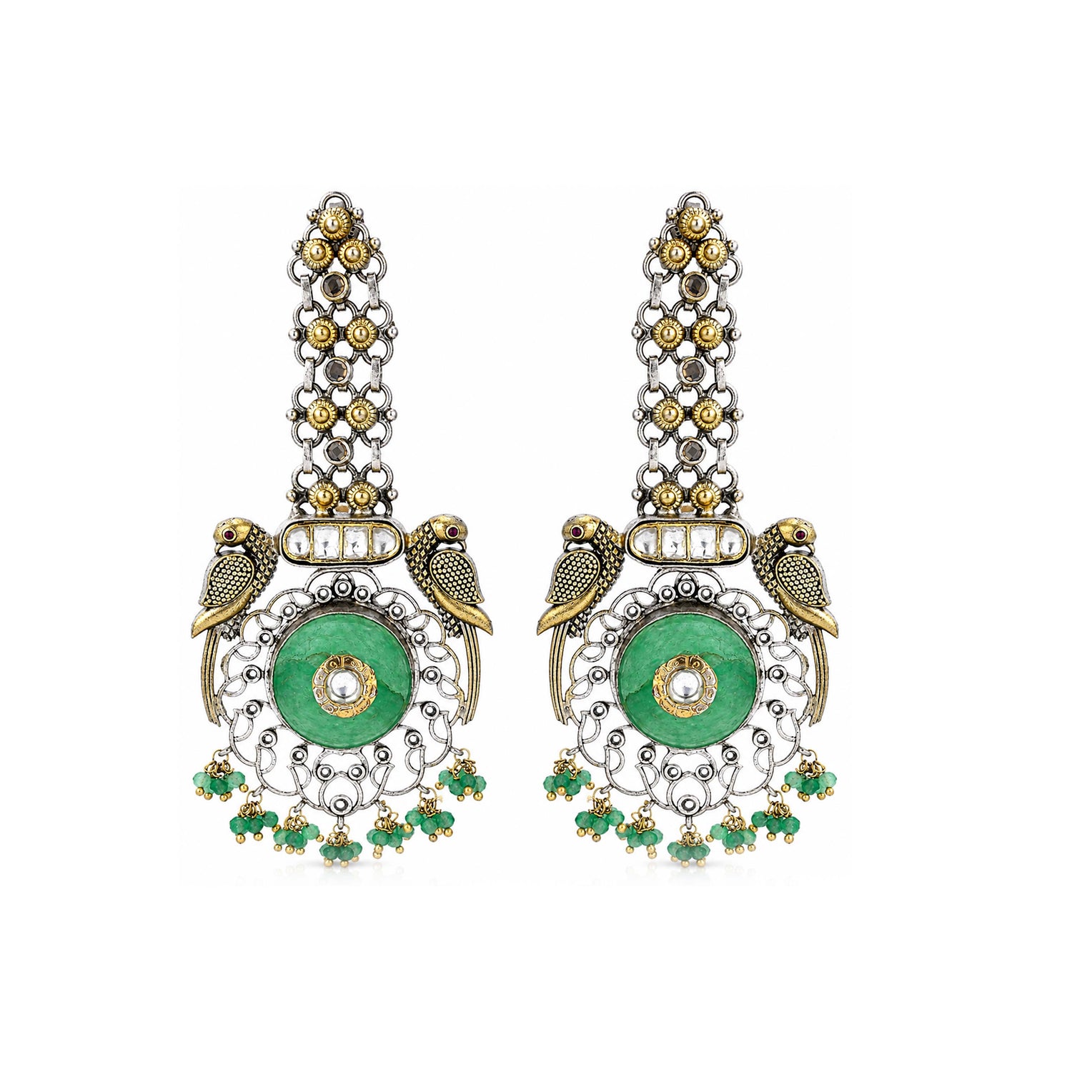 Regal Parrot 925 Sterling Silver Chandbali Drop Earrings