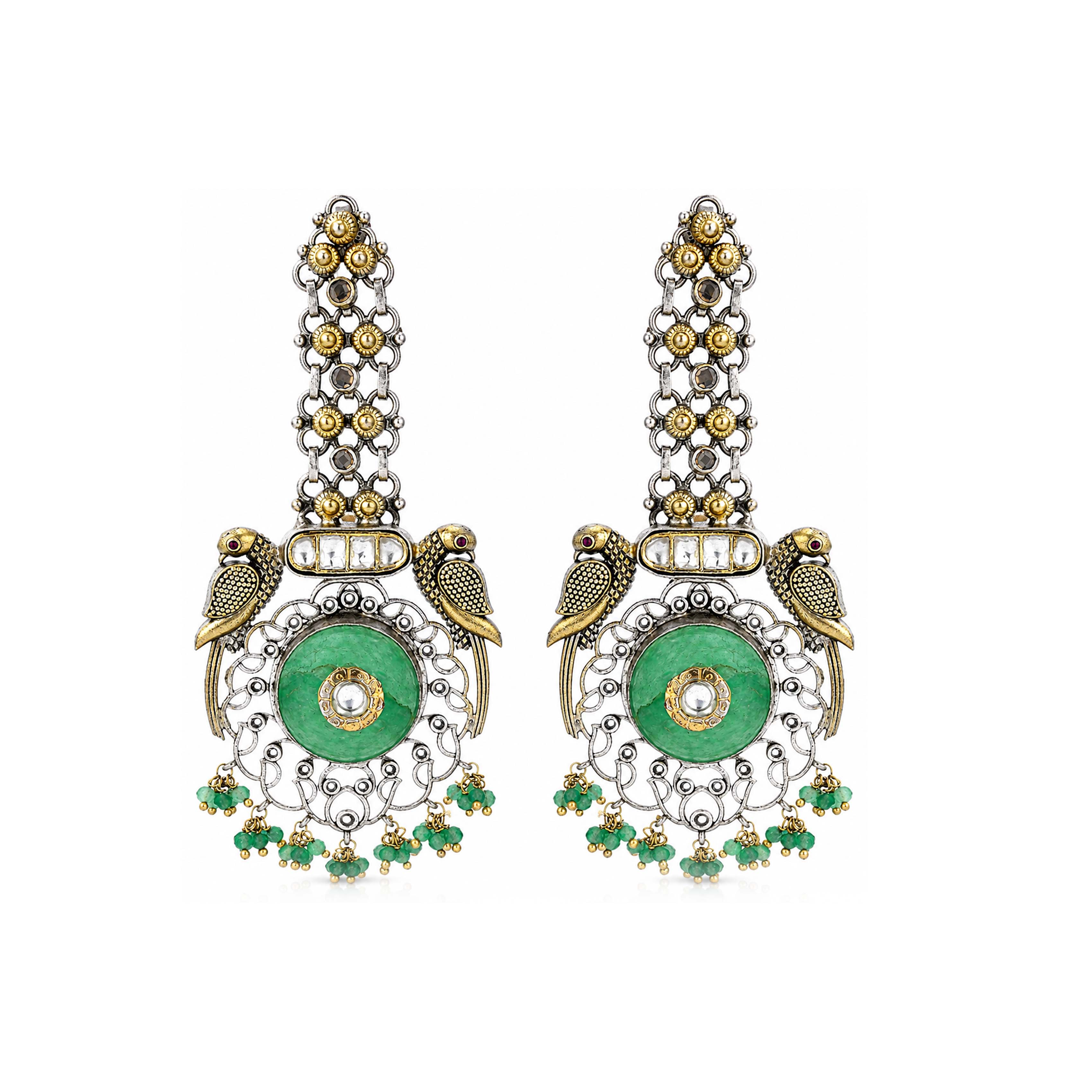 Regal Parrot 925 Sterling Silver Chandbali Drop Earrings