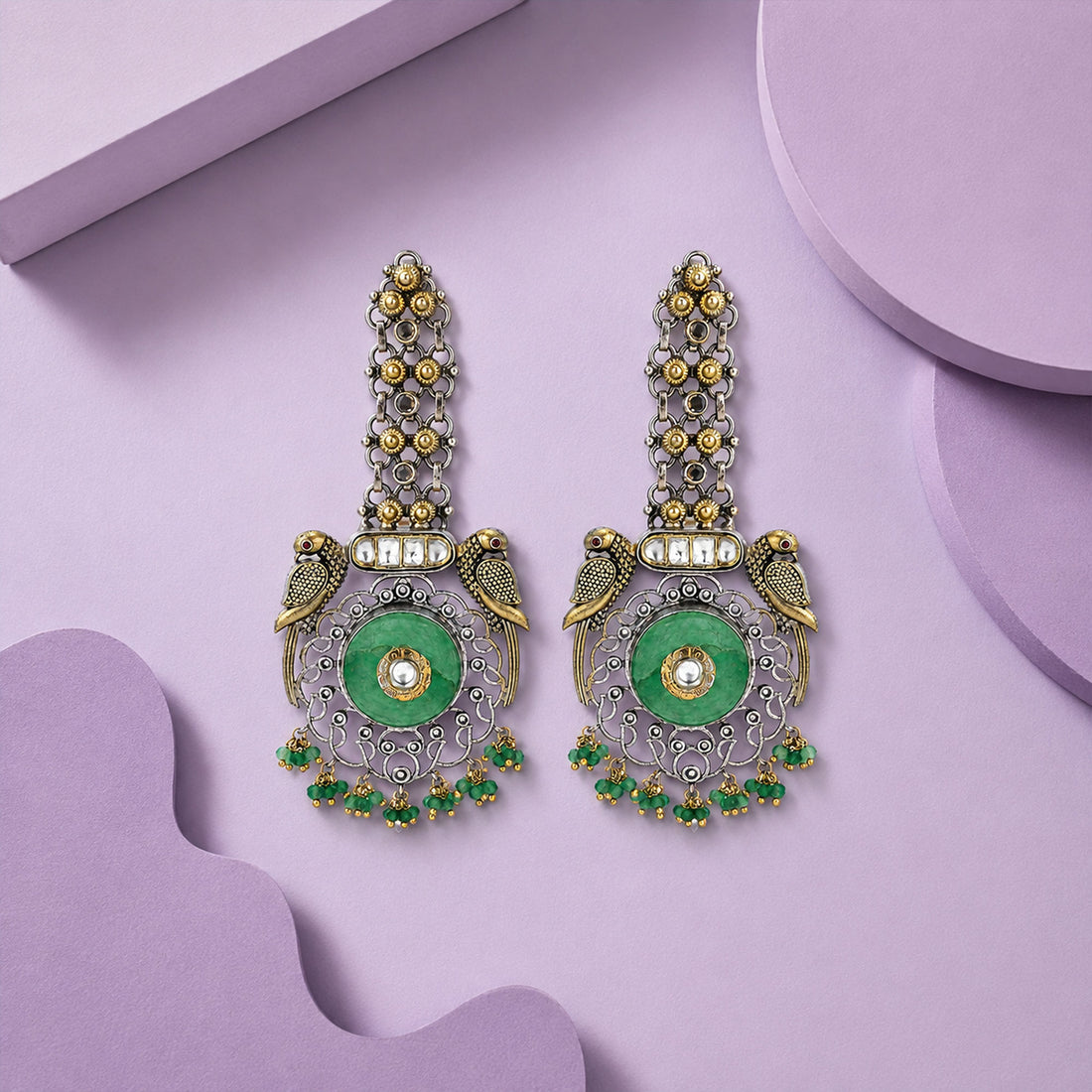 Regal Parrot 925 Sterling Silver Chandbali Drop Earrings