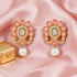 Regal Peach Pearl Floral 925 Sterling Silver Statement Earring