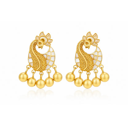 Regal Peacock 925 Sterling Silver Temple Drop Earrings