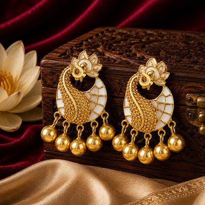 Regal Peacock 925 Sterling Silver Temple Drop Earrings