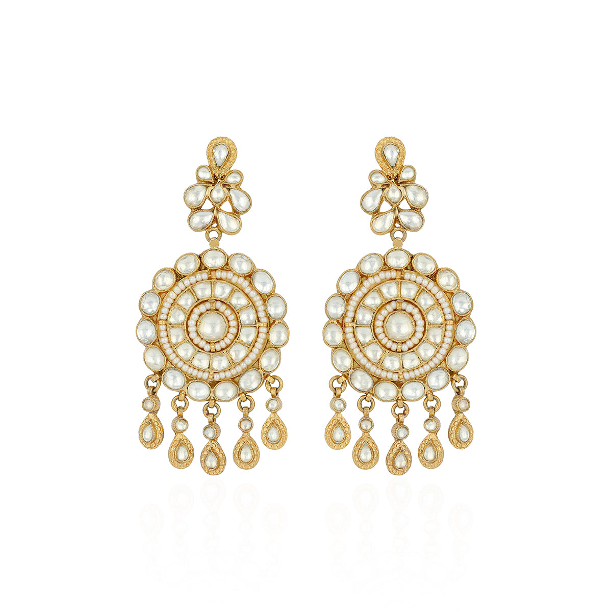 Regal Pearl Mandala 925 Sterling Silver Statement Earrings