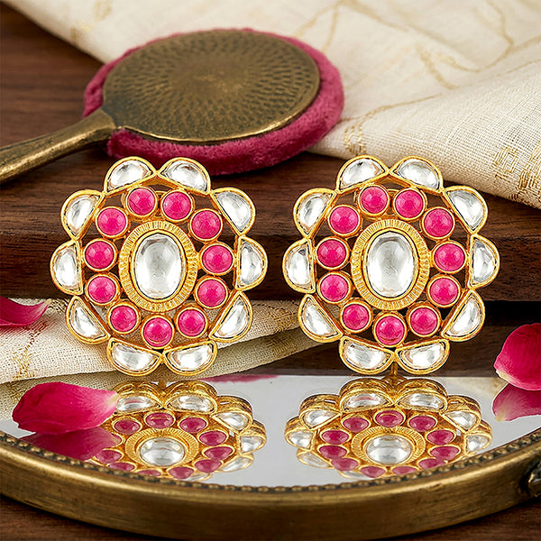 Regal Polki Blossom 925 Sterling Silver Stud Earrings