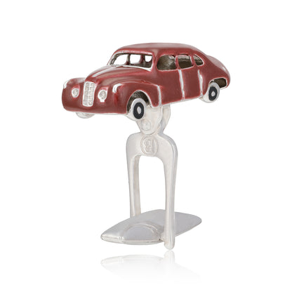 Retro Cruiser Rhodium Plated Car Coat Pin 
