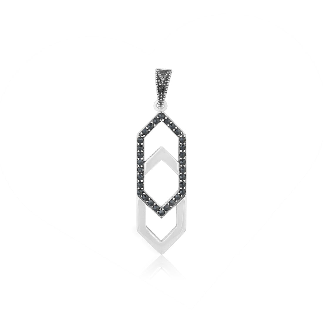 Rhodium Dual Hexagon Radiance Pendant