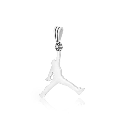 Rhodium 925 Basketball Hustler Oxidised Pendant